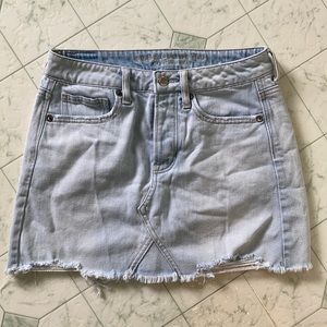 Aeo distressed denim mini skirt